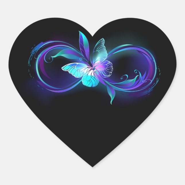 Glowing Infinity with Magic Butterfly Heart Sticker (Front)