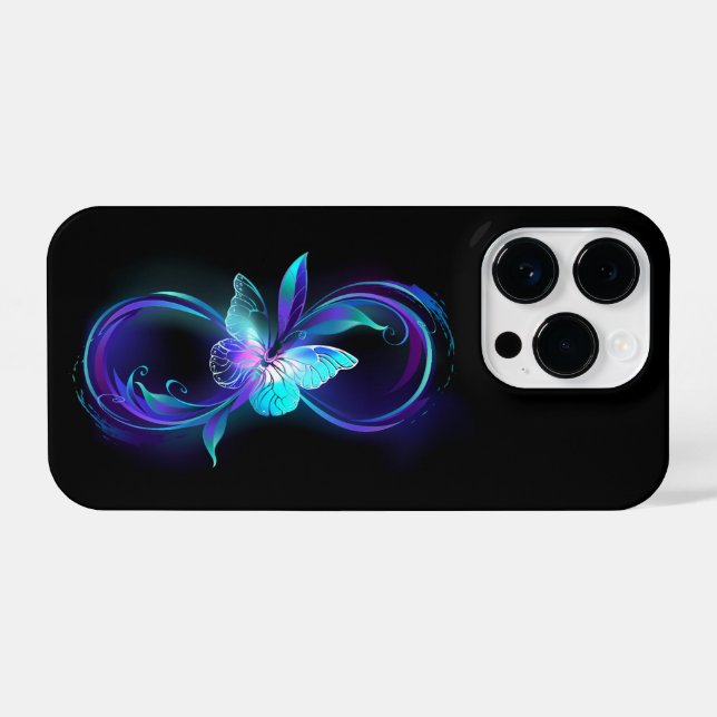 Glowing Infinity with Magic Butterfly iPhone Case (Back Horizontal)
