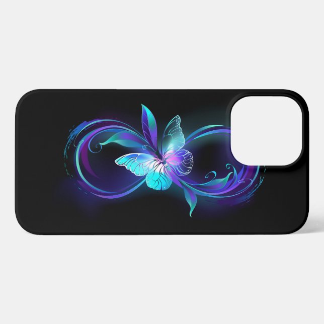 Glowing Infinity with Magic Butterfly iPhone Case (Back Horizontal)