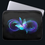 Glowing Infinity with Magic Butterfly Laptop Sleeve<br><div class="desc">Infinity symbol with magical,  purple glowing butterfly with transparent wings,  on black background. Glowing butterfly.</div>