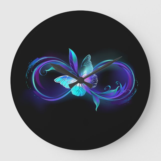 Glowing Infinity with Magic Butterfly Large Clock (Front)