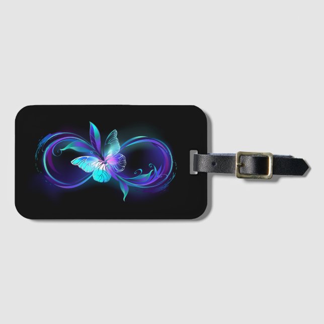 Glowing Infinity with Magic Butterfly Luggage Tag (Front Horizontal)