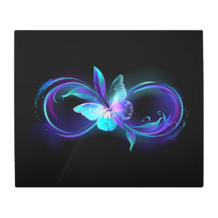 Glowing Infinity with Magic Butterfly Metal Print