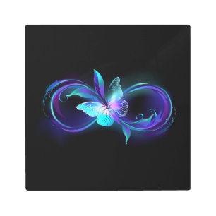 Glowing Infinity with Magic Butterfly Metal Print