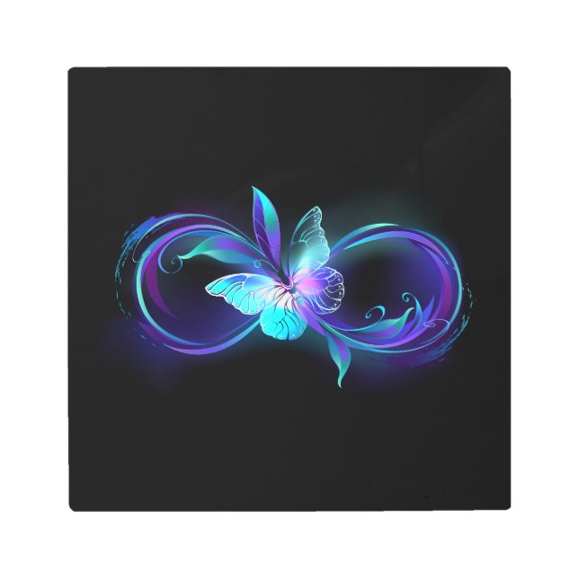 Glowing Infinity with Magic Butterfly Metal Print (Front)