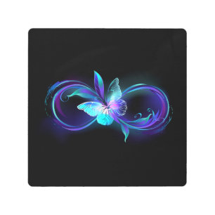Glowing Infinity with Magic Butterfly Metal Print