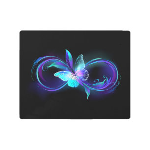 Glowing Infinity with Magic Butterfly Metal Print