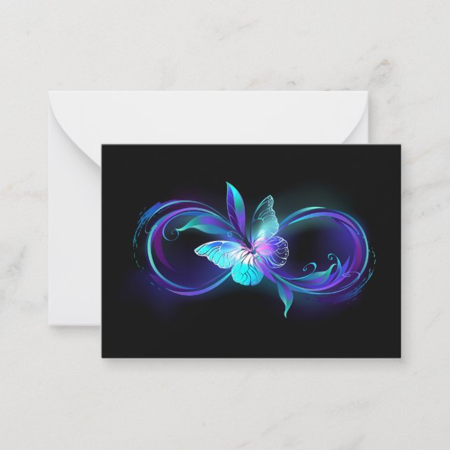Glowing Infinity with Magic Butterfly Note Card (Front)
