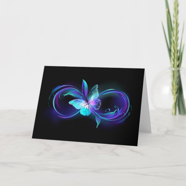 Glowing Infinity with Magic Butterfly Note Card (Front)