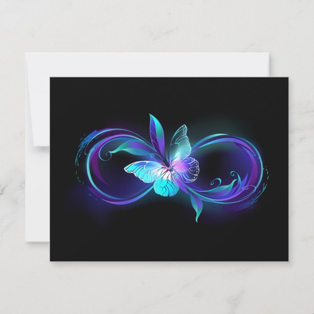Glowing Infinity with Magic Butterfly Note Card (Front)