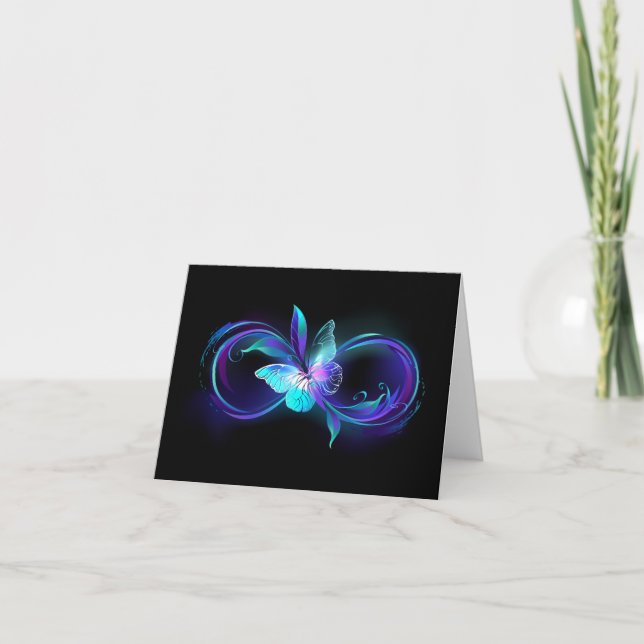 Glowing Infinity with Magic Butterfly Note Card (Front)