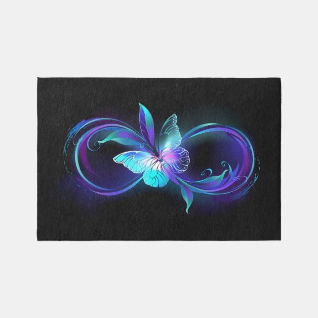 Glowing Infinity with Magic Butterfly Outdoor Rug (Front)
