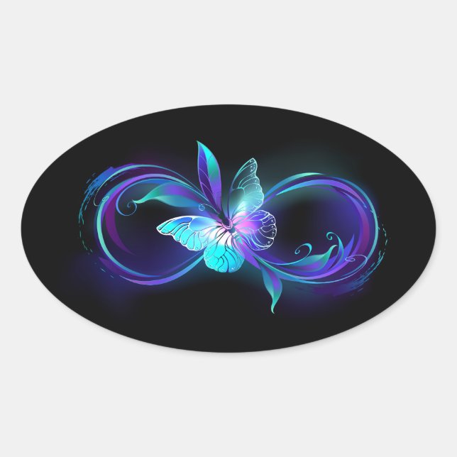 Glowing Infinity with Magic Butterfly Oval Sticker (Front)