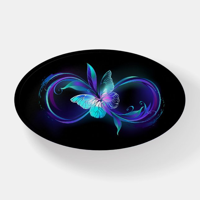 Glowing Infinity with Magic Butterfly Paperweight (Front)
