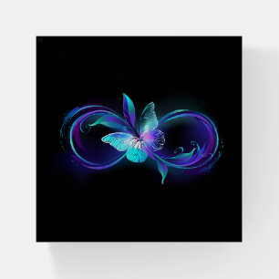 Glowing Infinity with Magic Butterfly Paperweight