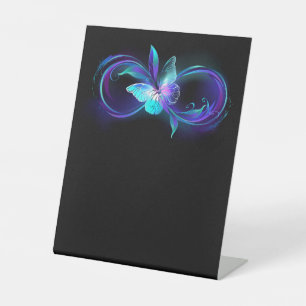 Glowing Infinity with Magic Butterfly Pedestal Sign