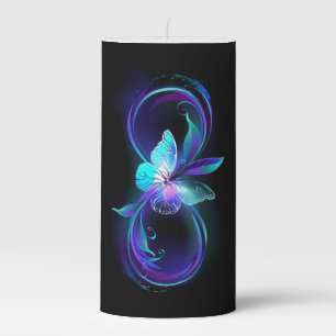 Glowing Infinity with Magic Butterfly Pillar Candle