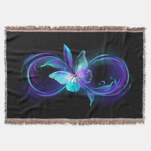 Glowing Infinity with Magic Butterfly Throw Blanket