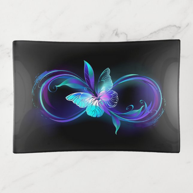 Glowing Infinity with Magic Butterfly Trinket Tray (Front)