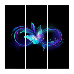Glowing Infinity with Magic Butterfly Triptych