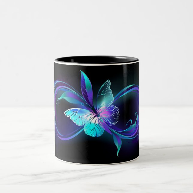 Glowing Infinity with Magic Butterfly Two-Tone Coffee Mug (Center)