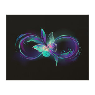 Glowing Infinity with Magic Butterfly Wood Wall Art