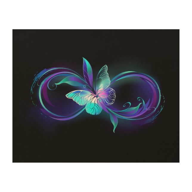 Glowing Infinity with Magic Butterfly Wood Wall Art (Front)