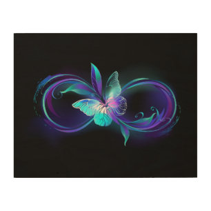 Glowing Infinity with Magic Butterfly Wood Wall Art