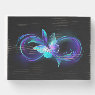 Glowing Infinity with Magic Butterfly Wooden Box Sign