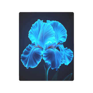 Glowing Iris Metal Print | Ethereal Blue Flower