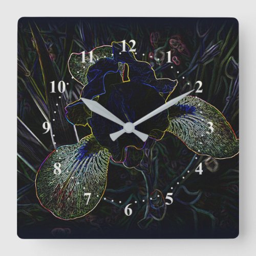 Glowing Iris Square Wall Clock