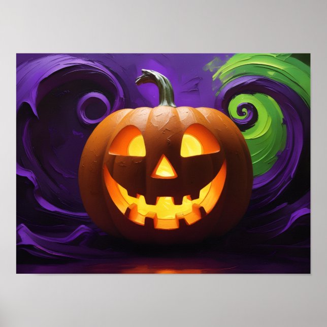 Glowing Jack-o'-Lantern Halloween Poster (Front)