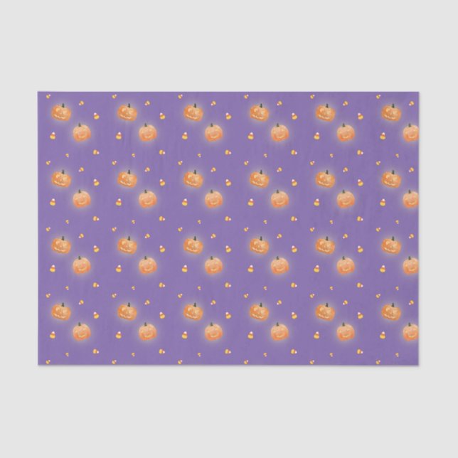  Glowing Jack O Lantern Halloween Tissue Paper (Front)