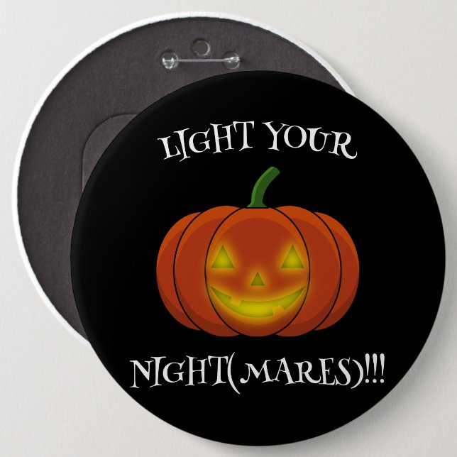 Glowing Jack-o'-Lantern - Light Your Nightmares Button (Front & Back)