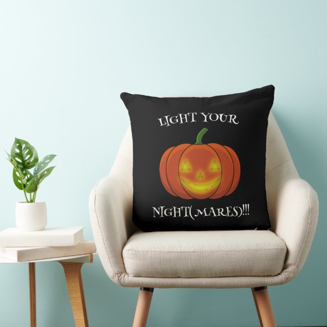 Glowing Jack-o'-Lantern - Light Your Nightmares Throw Pillow (Chair)