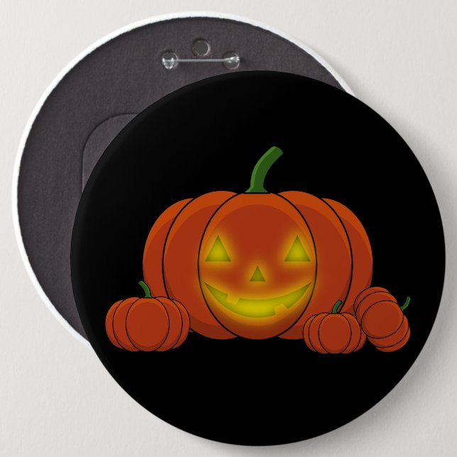 Glowing Jack-o'-Lantern Pumpkin Button (Front & Back)