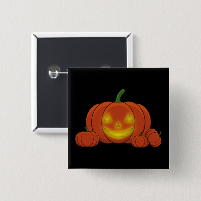 Glowing Jack-o'-Lantern Pumpkin Button (Front & Back)