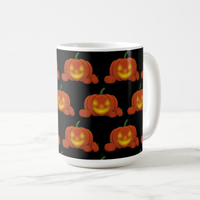 Glowing Jack-o'-Lantern Pumpkin Coffee Mug (Front Right)