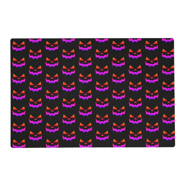 Glowing Jack-o-lantern pumpkin face  Placemat (Front)
