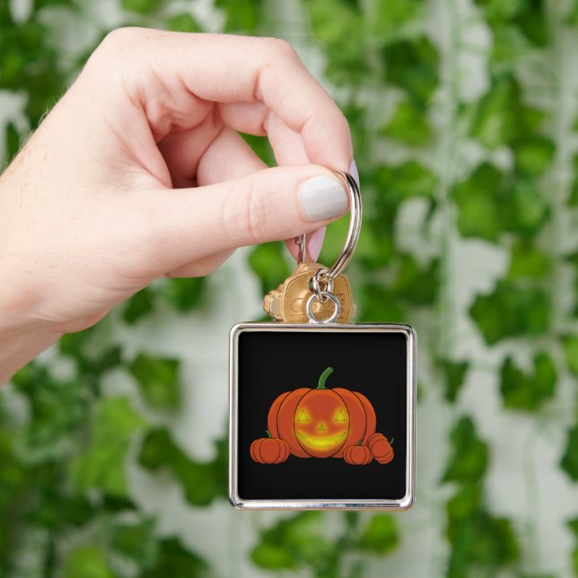 Glowing Jack-o'-Lantern Pumpkin Keychain (Hand)