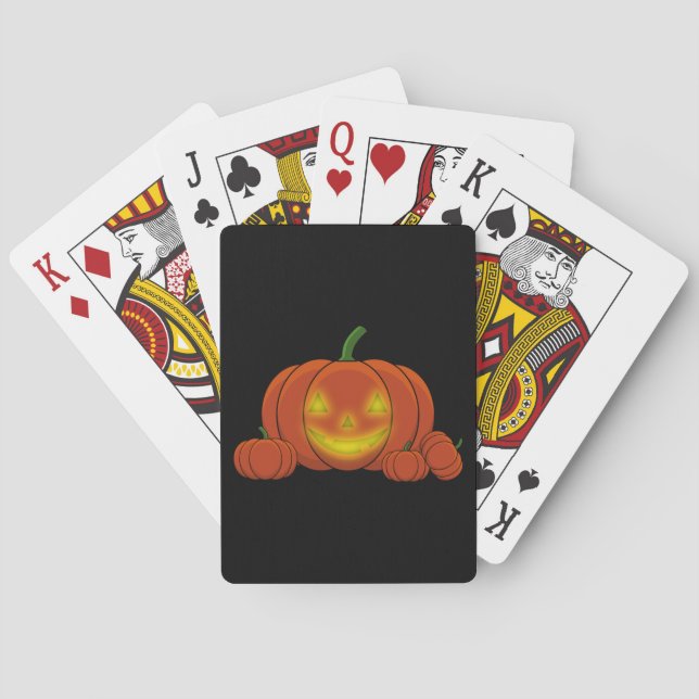 Glowing Jack-o'-Lantern Pumpkin Poker Cards (Back)