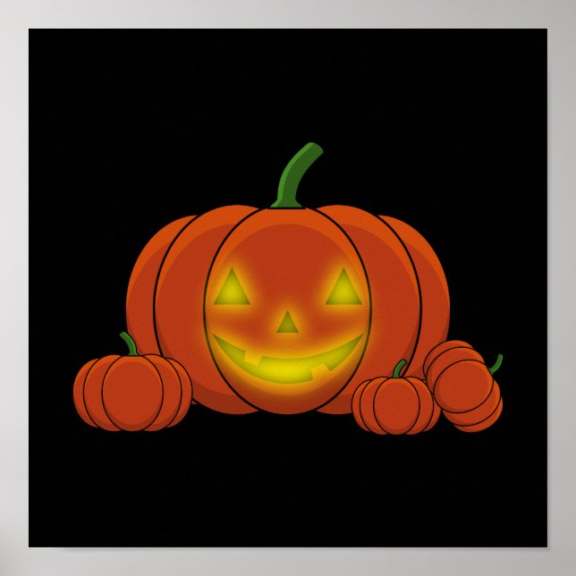 Glowing Jack-o'-Lantern Pumpkin Poster (Front)