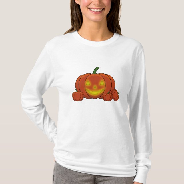 Glowing Jack-o'-Lantern Pumpkin T-Shirt (Front)