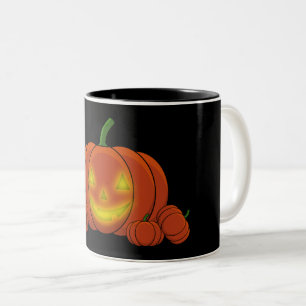 Glowing Jack-o'-Lantern Pumpkin Two-Tone Coffee Mug