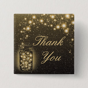 Glowing Jar Of Fireflies Night Stars Thank You Button