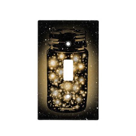 Glowing Jar Of Fireflies With Night Stars Light Switch Cover