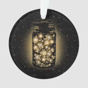 Glowing Jar Of Fireflies With Night Stars Ornament