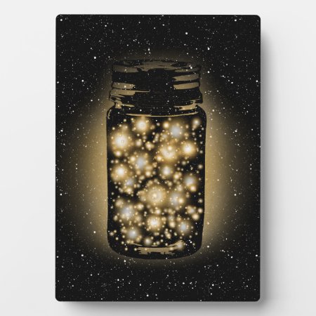 Glowing Jar Of Fireflies With Night Stars Plaque