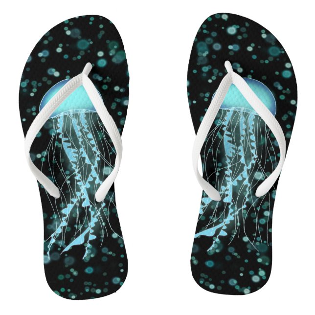 Glowing Jellyfish Flip Flops (Footbed)