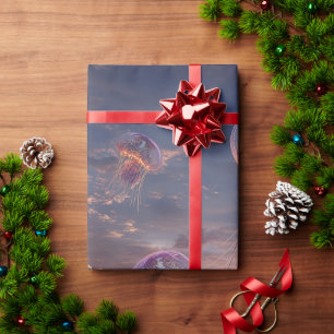 Glowing Jellyfish in Sunset Skies Wrapping Paper